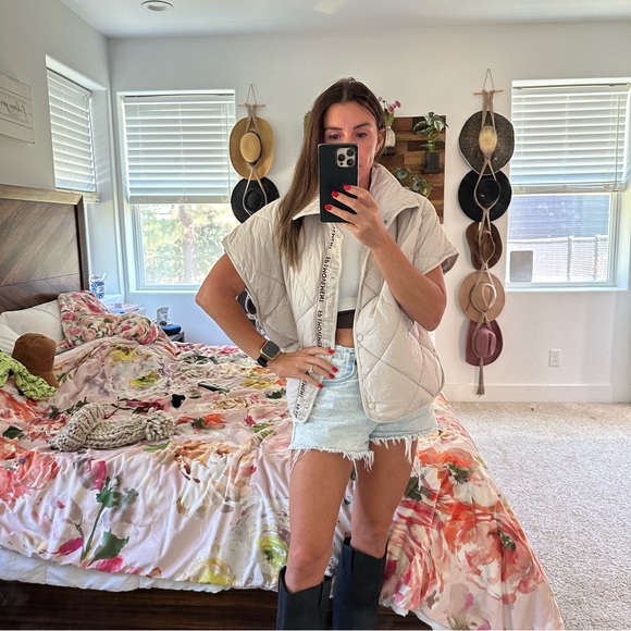 CHILL OUT PACKABLE PUFFER PONCHO SCARF BY FREE PEOPLE - Picture 7 of 8